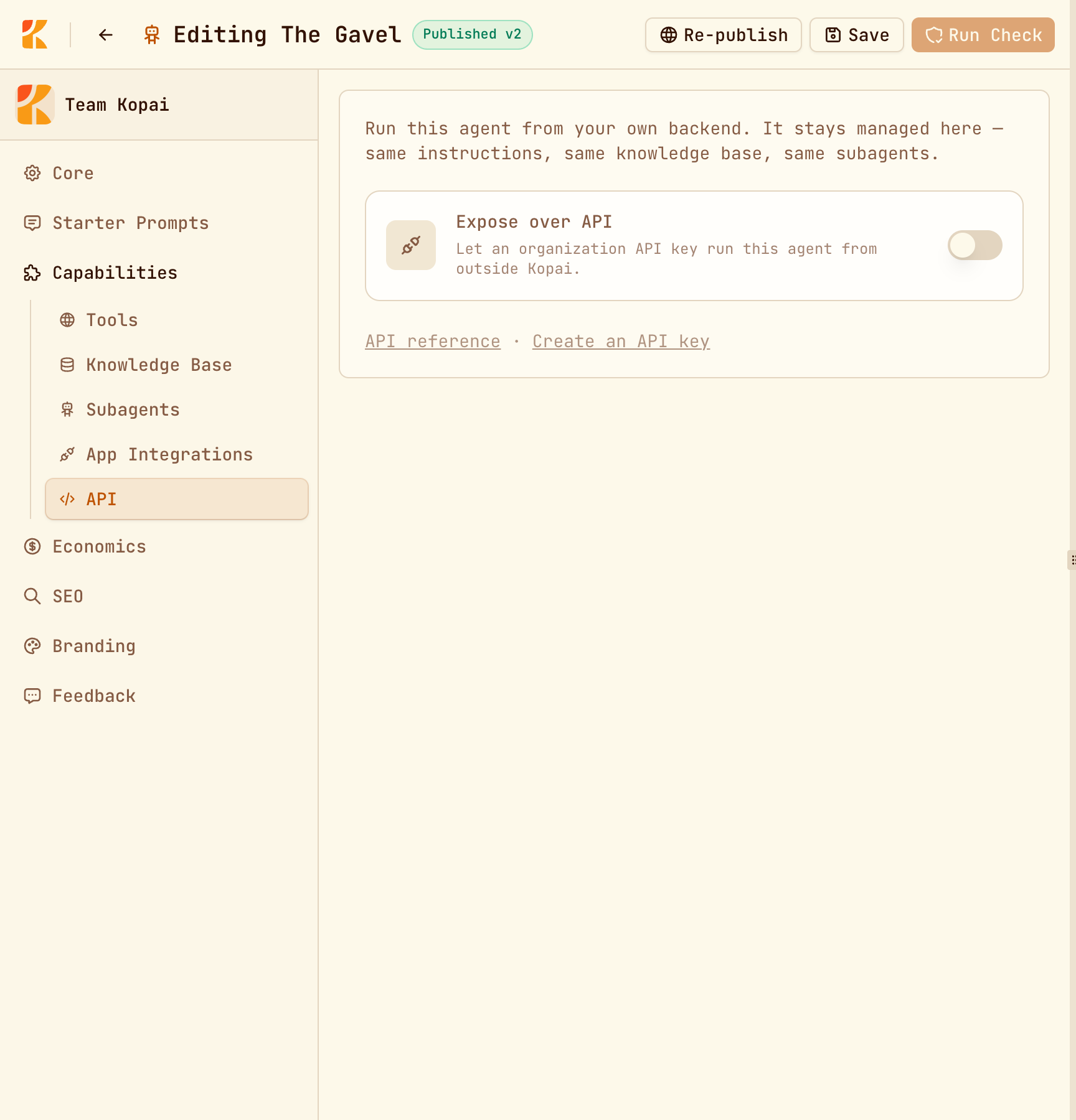 Capabilities, API, with Expose over API