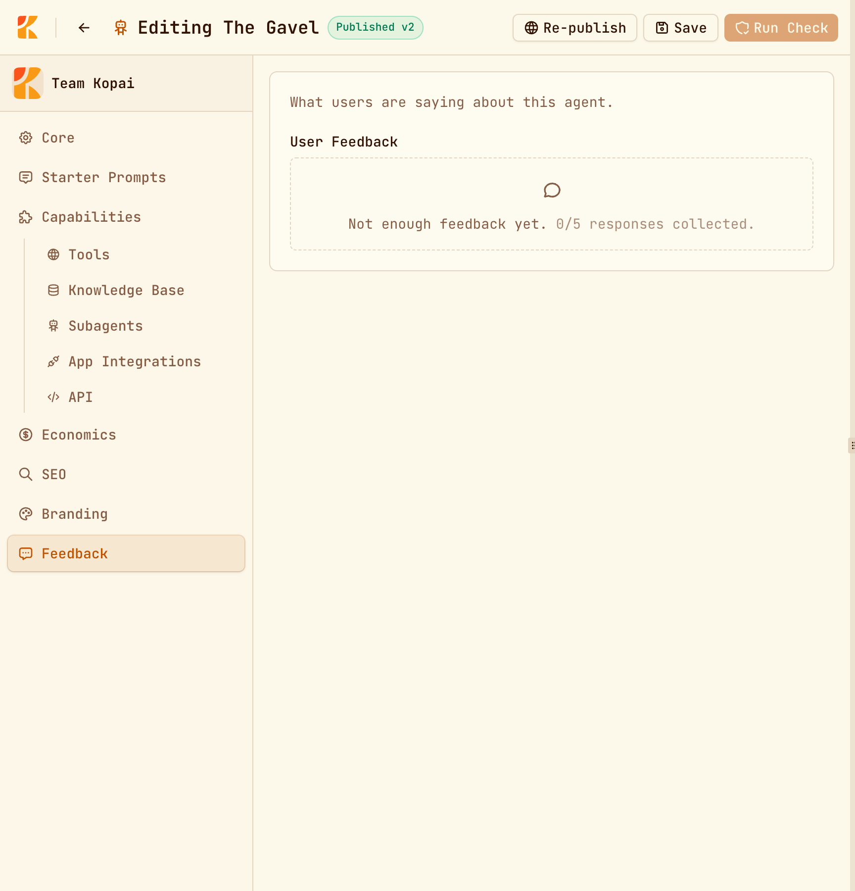 The Feedback tab